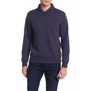 WALLIN & BROS Shawl Collar Fleece Lined Pullover NAVY ECLIPSE SZ L NEW